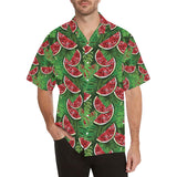 Watermelons tropical palm leaves pattern backgroun Men's All Over Print Hawaiian Shirt