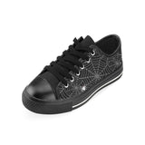 Spider web design pattern Black background white c Men's Low Top Canvas Shoes Black