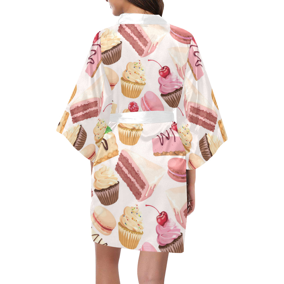 Cake cupcake sweets pattern Women's Short Kimono Robe