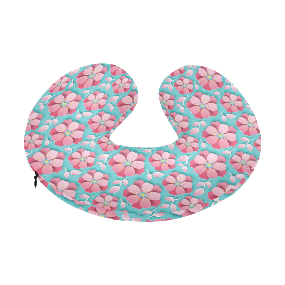 3D sakura cherry blossom pattern U-Shaped Travel Neck Pillow