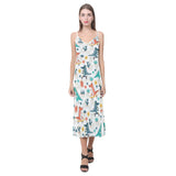 Cute Crocodile Pattern V-Neck Open Fork Long Dress