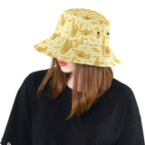 Saxophone cornet pattern yellow background Unisex Bucket Hat