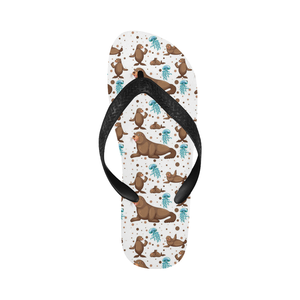 sea lion Seals jellyfish pattern Unisex Flip Flops