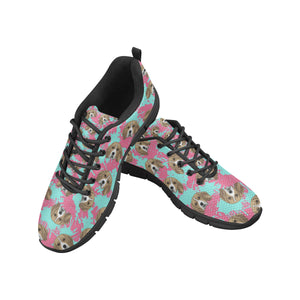 Beagle muzzles turquoise paint splashes pink patte Men's Sneaker Shoes