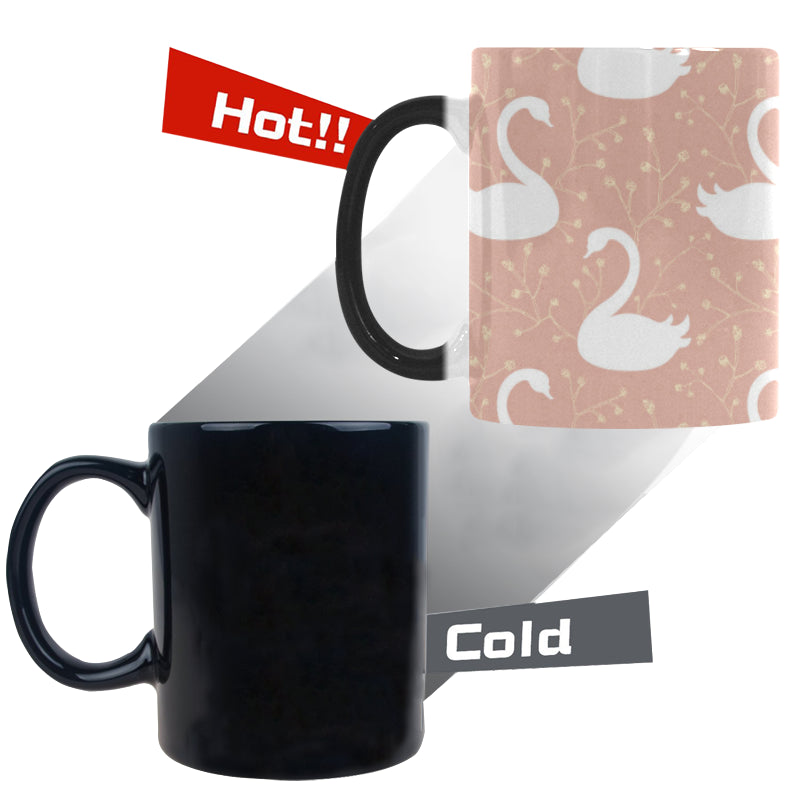 Swan flower light pink background Morphing Mug Heat Changing Mug