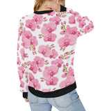 pink purple orchid pattern background Women's Crew Neck Sweatshirt