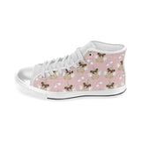 Cute unicorn pug pattern Women's High Top Canvas Shoes White