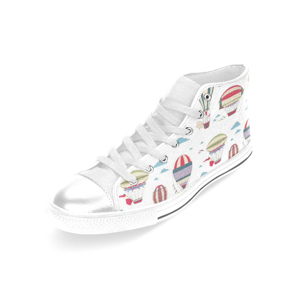 Hot air balloon pattern Women's High Top Canvas Shoes White