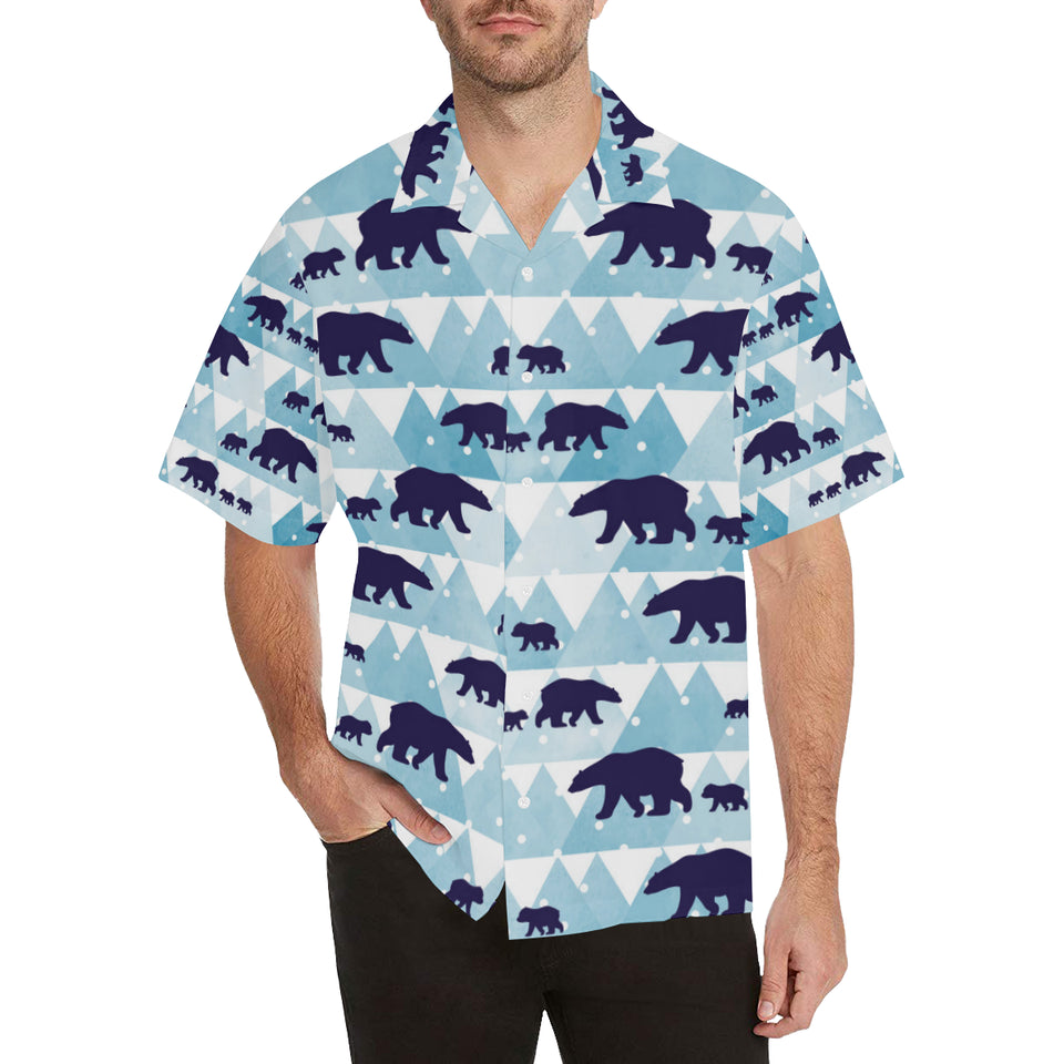 polar bear winter snow pattern Men's All Over Print Hawaiian Shirt