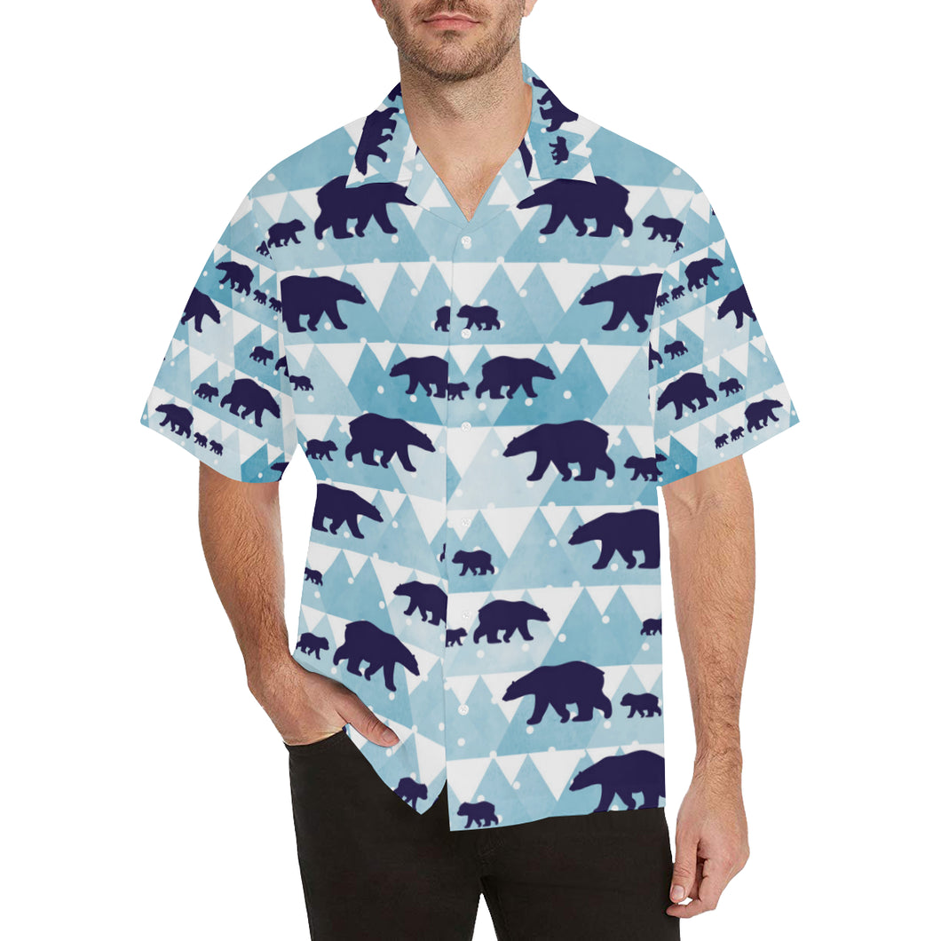 polar bear winter snow pattern Men's All Over Print Hawaiian Shirt