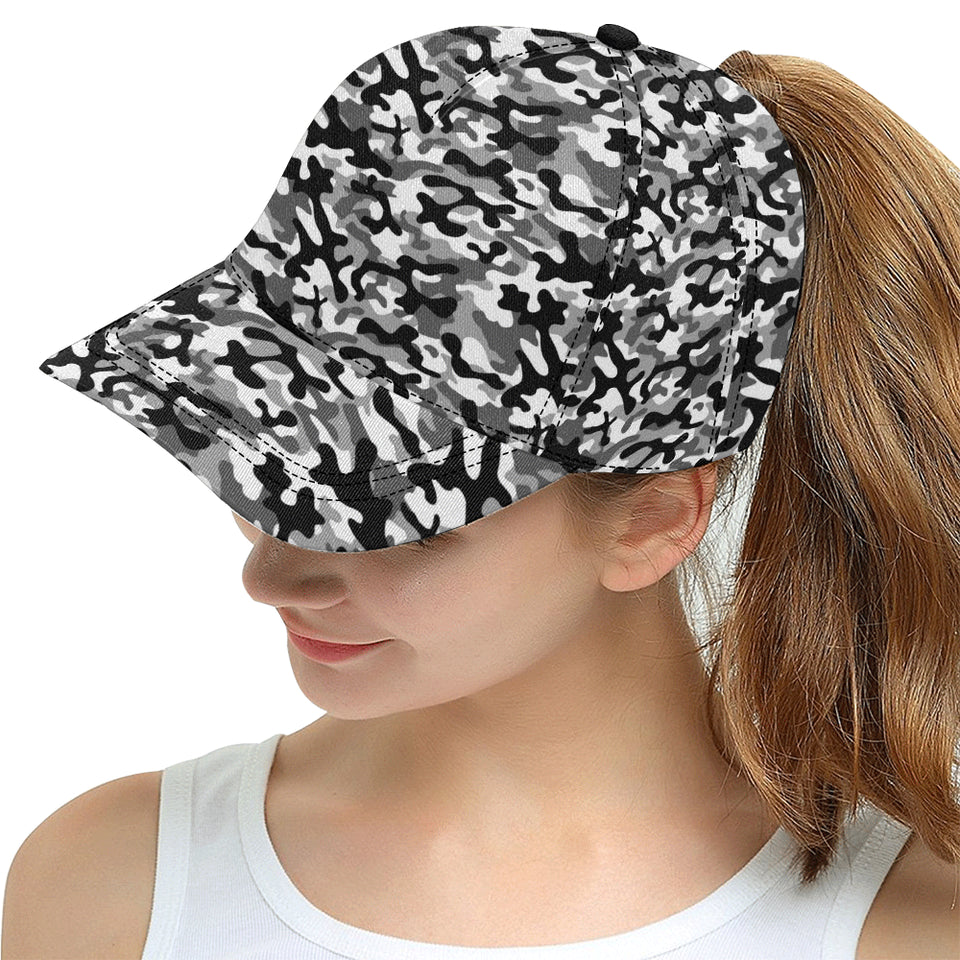 Black white camouflage pattern All Over Print Snapback Cap