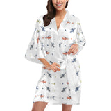 Cute helicopter star pattern Women's Short Kimono Robe