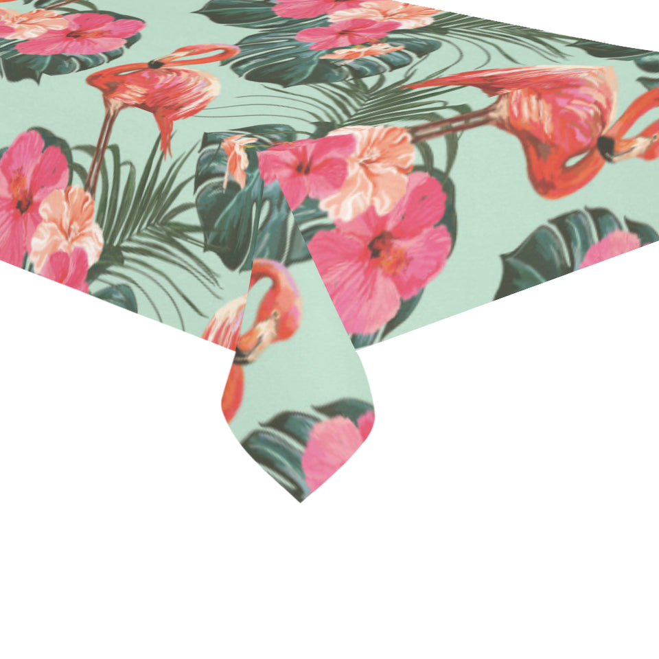 Beautiful flamingo tropical palm leaves hibiscus p Tablecloth