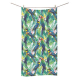 Colorful parrot exotic flower leaves Bath Towel