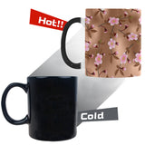 Pink sakura cherry blossom drak brown background Morphing Mug Heat Changing Mug