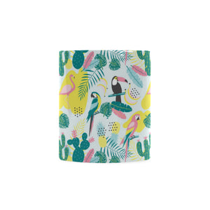 Cute parrot toucan flamingo cactus exotic leaves p Classical White Mug (Fulfilled In US)