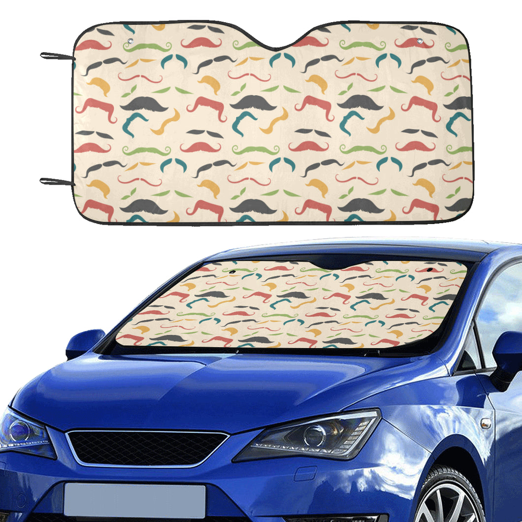 Mustache Beard Pattern Print Design 03 Car Sun Shade