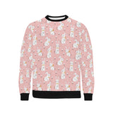 Cute white rabbit flower pink background Men's Crew Neck Sweatshirt