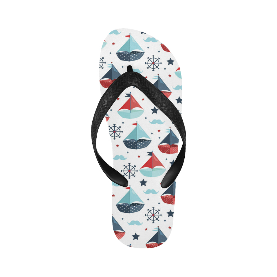 Cute color paper sailboat pattern Unisex Flip Flops