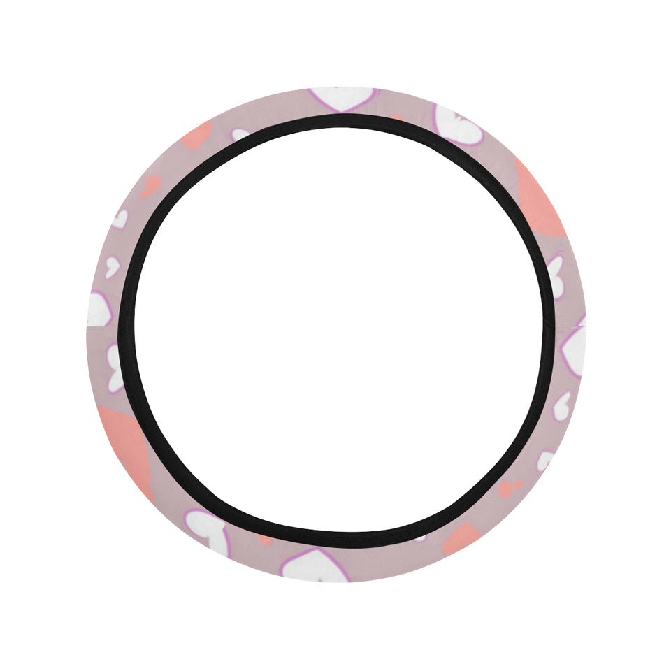 coral white heart pattern Car Steering Wheel Cover