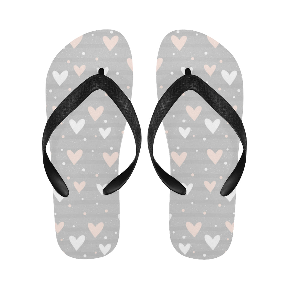 Heart pattern gray background Unisex Flip Flops