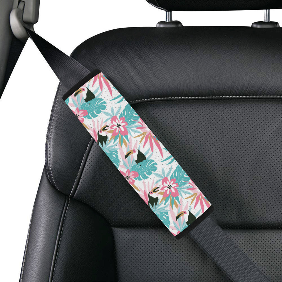 Toucan tropical flower leave pattern Car Seat Belt Cover