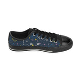 space pattern with planets, comets, constellations Men's Low Top Canvas Shoes Black