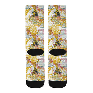 Cool Bee honeycomb leaves pattern Crew Socks