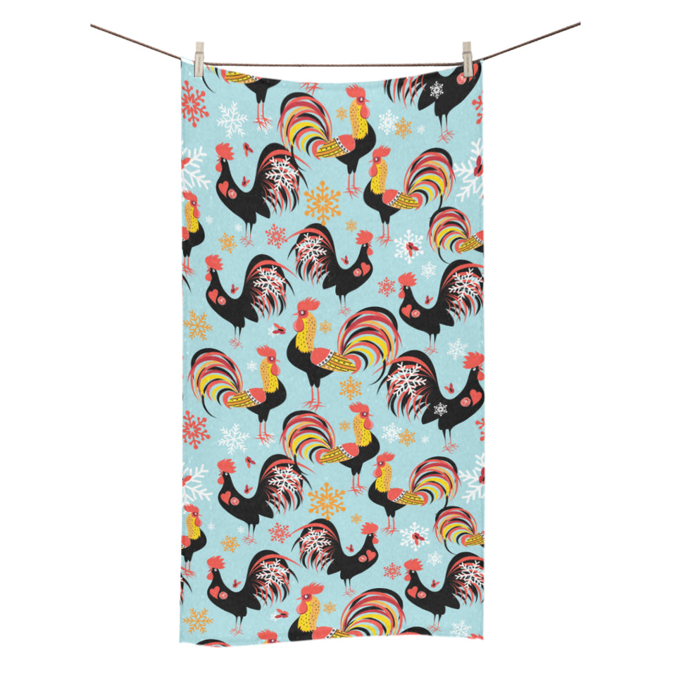 Rooster chicken cock snowfalke Bath Towel