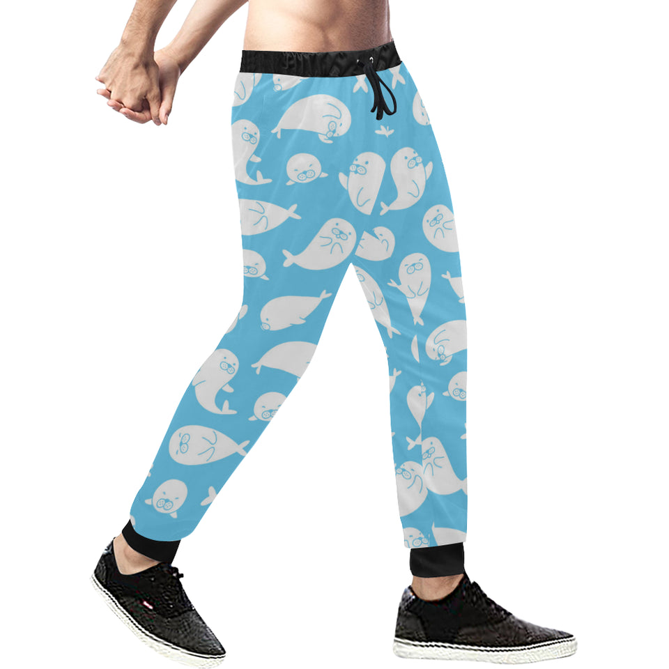 Cute white sea lion seals pattern Unisex Casual Sweatpants