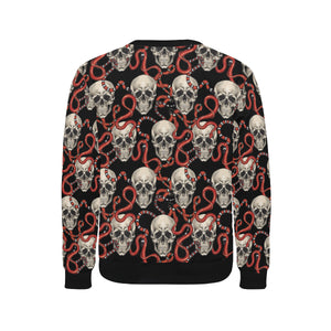Red snake skull pattern Men's Crew Neck Sweatshirt
