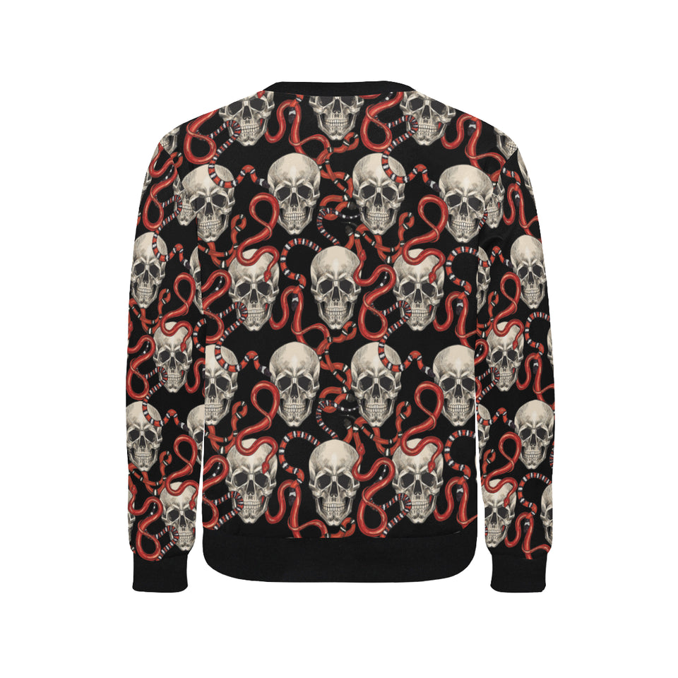 Red snake skull pattern Men's Crew Neck Sweatshirt