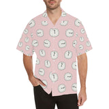 Clock pattern pink blackground Men's All Over Print Hawaiian Shirt