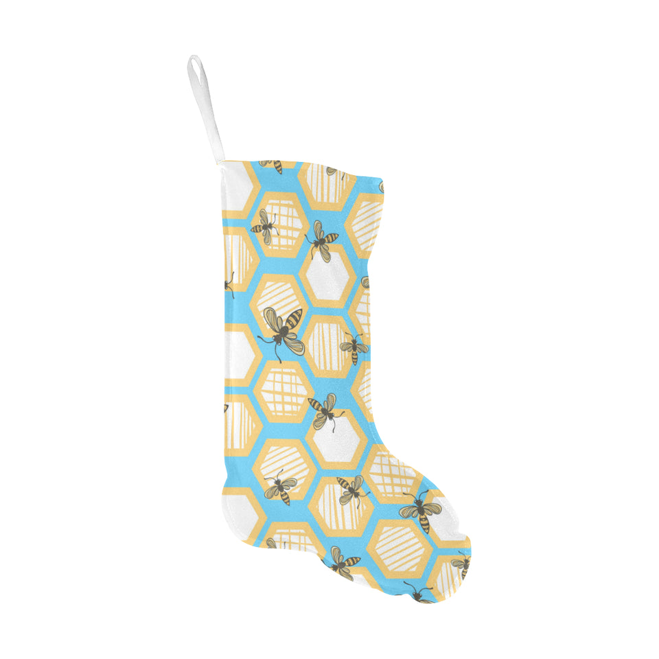 Bee honeycomb pattern Christmas Stocking
