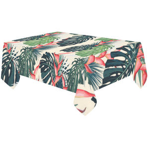 heliconia flowers, palm and monstera leaves Tablecloth