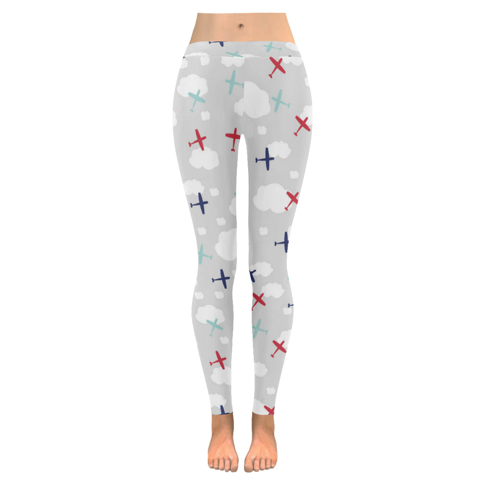 Airplane cloud grey background Women's Legging Fulfilled In US