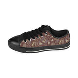 Coffee bean flower pattern Men's Low Top Canvas Shoes Black