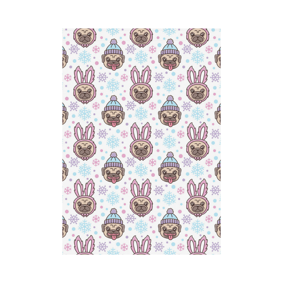 Cute pug hat rabbit costume pattern House Flag Garden Flag