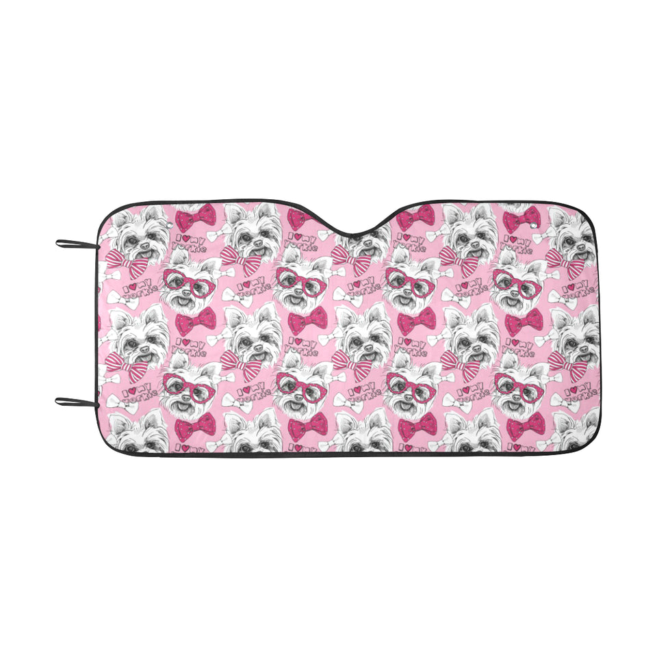 Yorkshire Terrier Pattern Print Design 03 Car Sun Shade