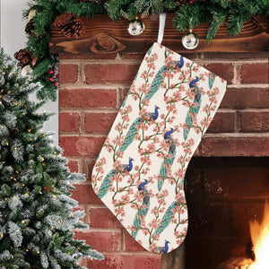 Peacock tropical flower pattern Christmas Stocking