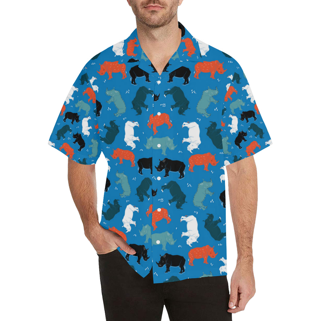 Colorful rhino pattern Men's All Over Print Hawaiian Shirt