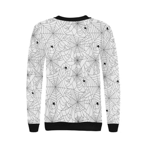 Spider web cobweb pattern white background Women's Crew Neck Sweatshirt