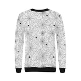 Spider web cobweb pattern white background Women's Crew Neck Sweatshirt