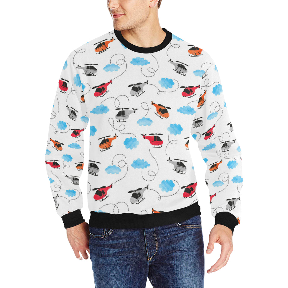 Watercolor helicopter cloud pattern Men's Crew Neck Sweatshirt