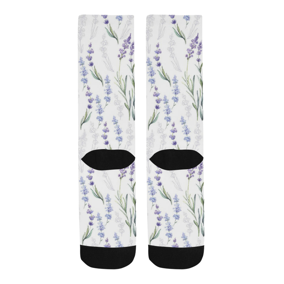 Hand painting Watercolor Lavender Crew Socks