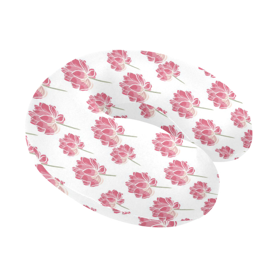 Pink lotus waterlily pattern U-Shaped Travel Neck Pillow