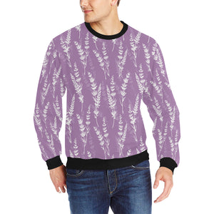 Lavender flowers purple pattern Men's Crew Neck Sweatshirt