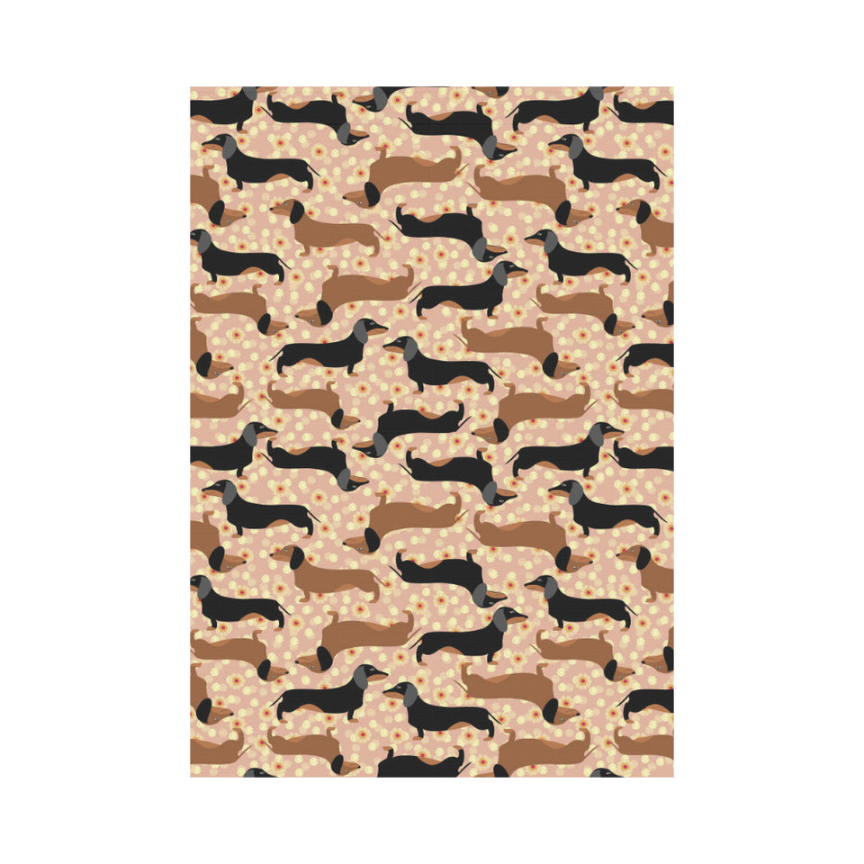 Dachshund floral background House Flag Garden Flag