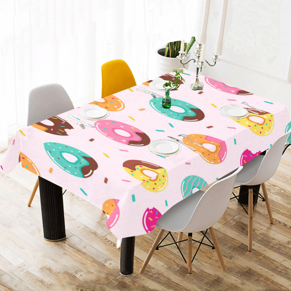 Donut pattern glaze pink background Tablecloth