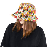 Colorful Maneki neko cat pattern Unisex Bucket Hat